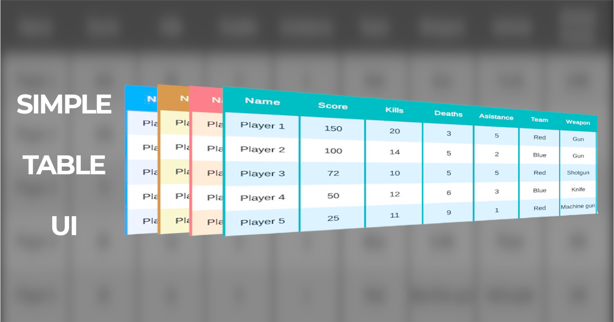 Simple TableUI | GUI Tools | Unity Asset Store