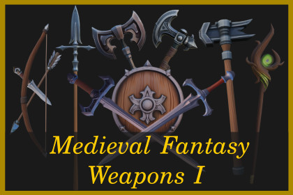 50 Low Poly Stylized Medieval Fantasy Weapons - 1