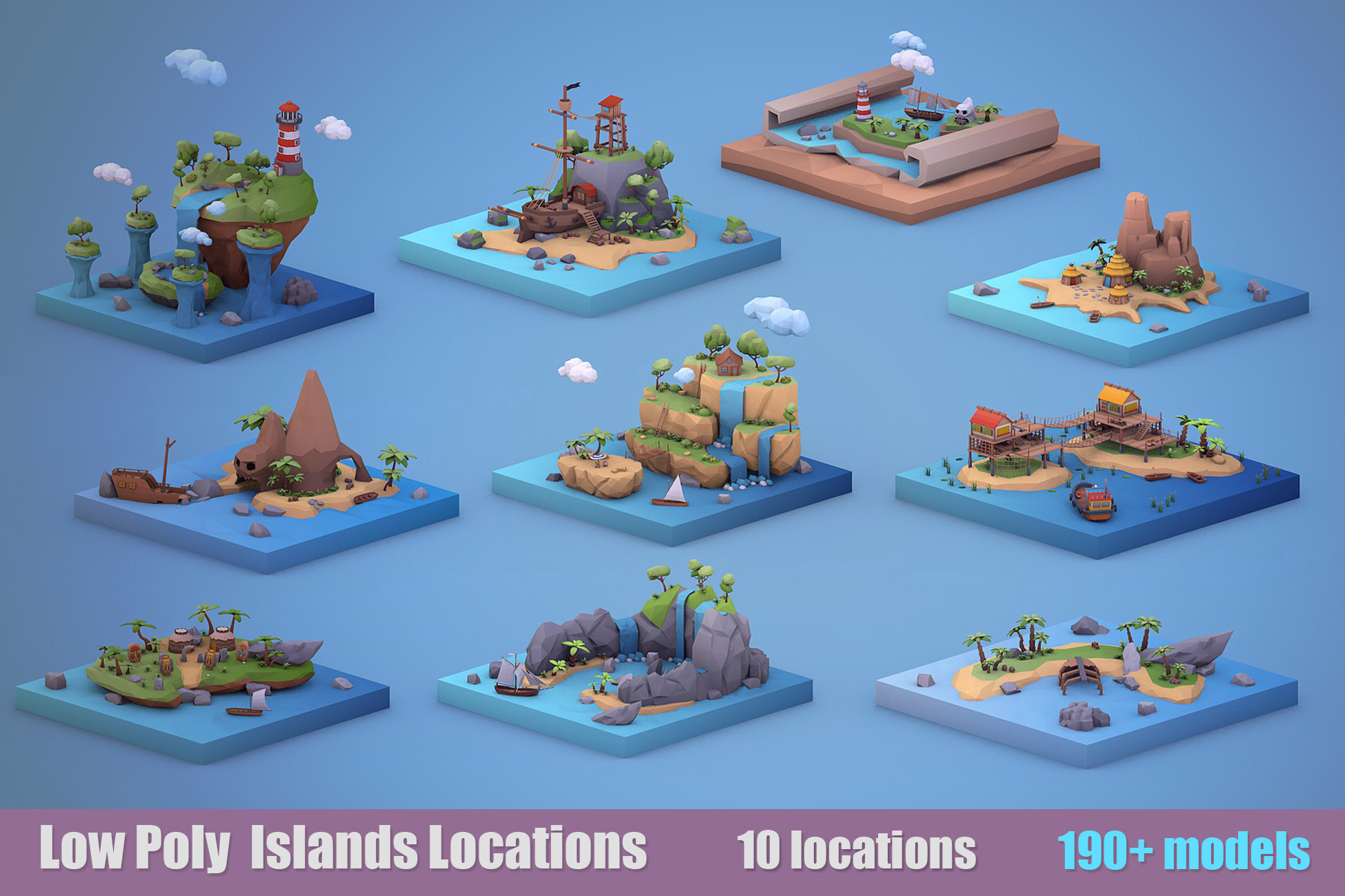 Low Poly Islands Locations Pack 3D Landscapes Unity Asset Store
