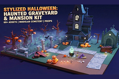 Stylized Halloween Pack: Haunted House & Cemetery Kit