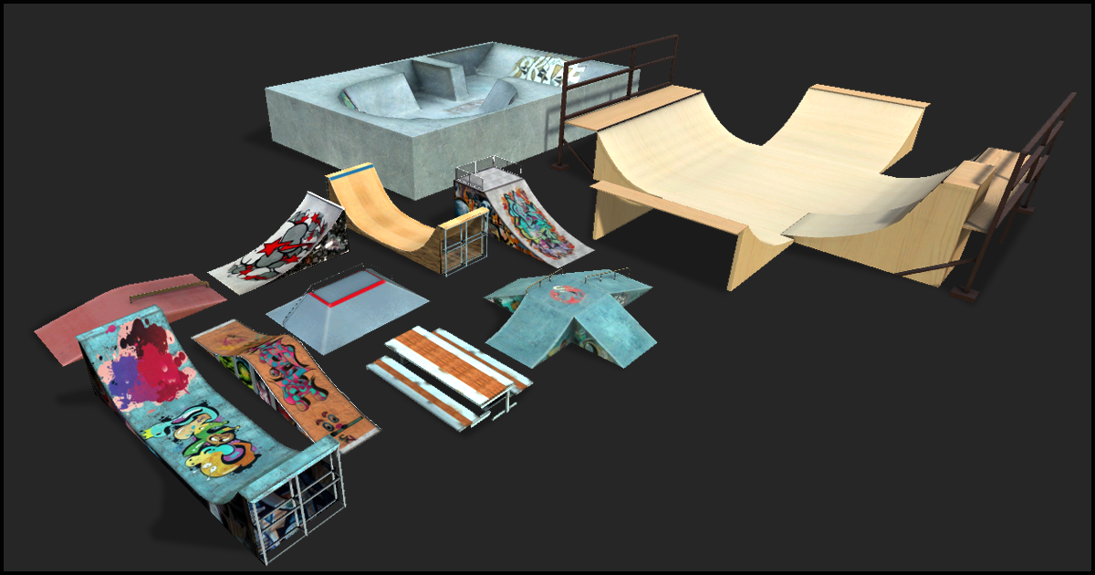 Skateboard Ramps Pack 3D 道具 Unity Asset Store