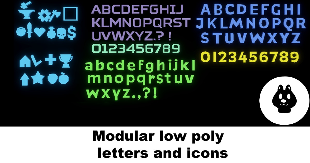 Modular low poly letters and icons | 3D Props | Unity Asset Store