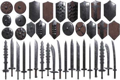 Modular Melee Swords & Shields Pack | Low Poly Stylized Procedural Weapon Pack