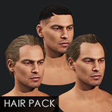 Realistic male hairstyles, pack #5 | Rigged hair, game-ready, low-poly