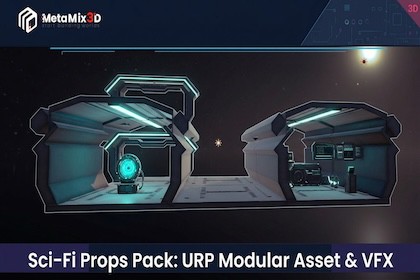 URP Space Environment: Modular Sci-Fi Props & Hologram VFX
