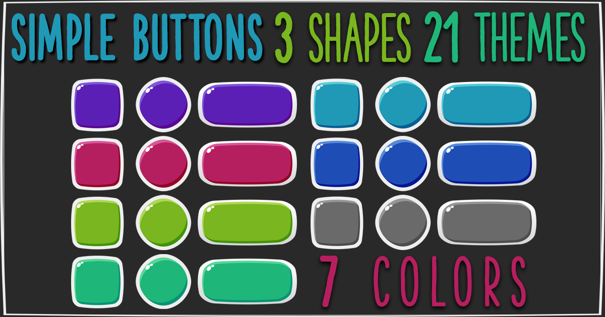 371 Simple Buttons Pack | 2D Icons | Unity Asset Store