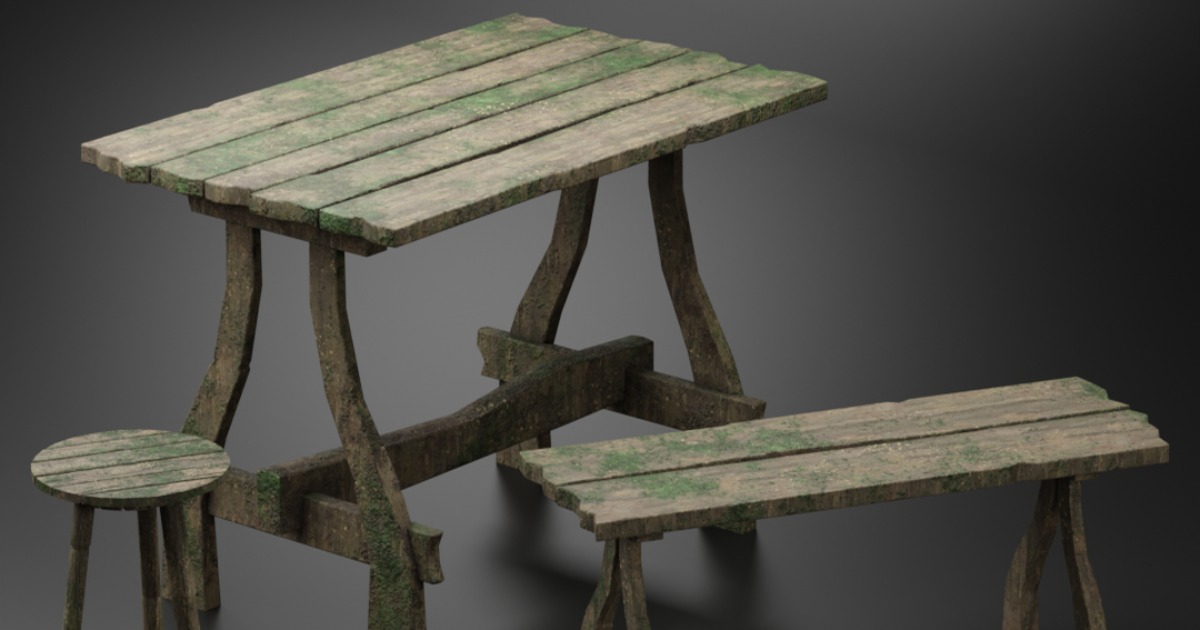 Old table and chairs | 3D 歴史的建造物 | Unity Asset Store