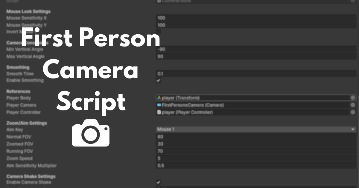First Person Camera Script | Camera | Unity Asset Store