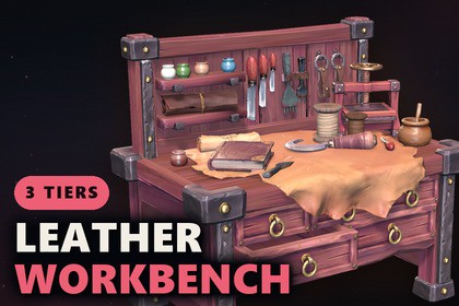 Stylized Leather Workbench #2 - 3 Tiers- AAA quality