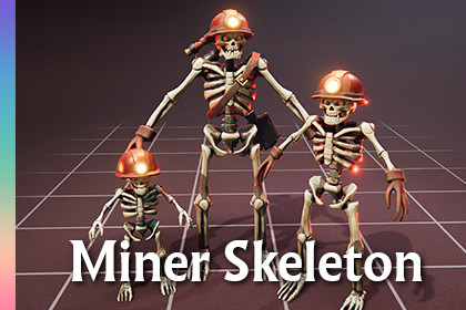 Miner Skeleton - 3 Characters + Animations