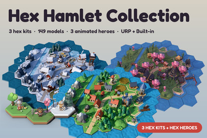 Hex Hamlet Collection — 3 Cute 3D Hex Kits + Animated Heroes