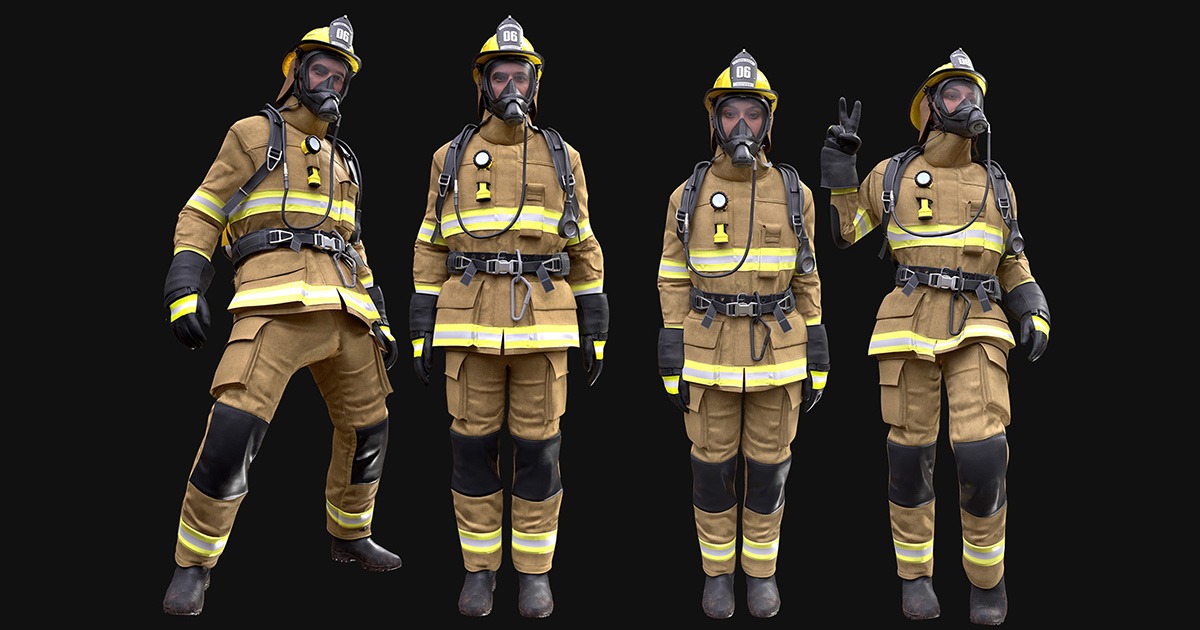 Collection 9 - Man/Woman Firefighter - Rigged | 3D Characters | Unity ...