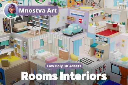 Low Poly Rooms Interior