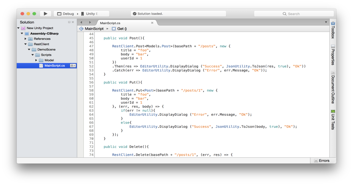 Rest Client for Unity Network Unity Asset Store