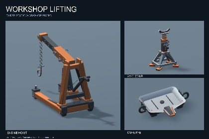 Workshop Lifting Pack - Engine Hoist Axle Stand and Drain Pan