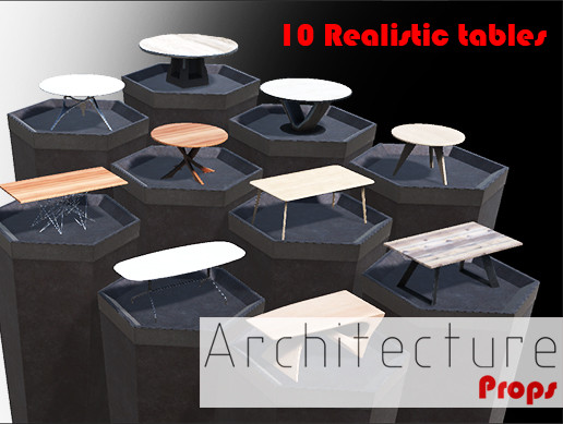 Architecture Props - 10 Realistic Tables | 3D Furniture | Unity Asset Store