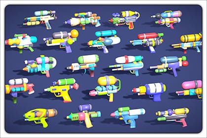 Water Gun Pack – Lowpoly Stylized Cartoon Hyper Casual Toy - Kids Collection