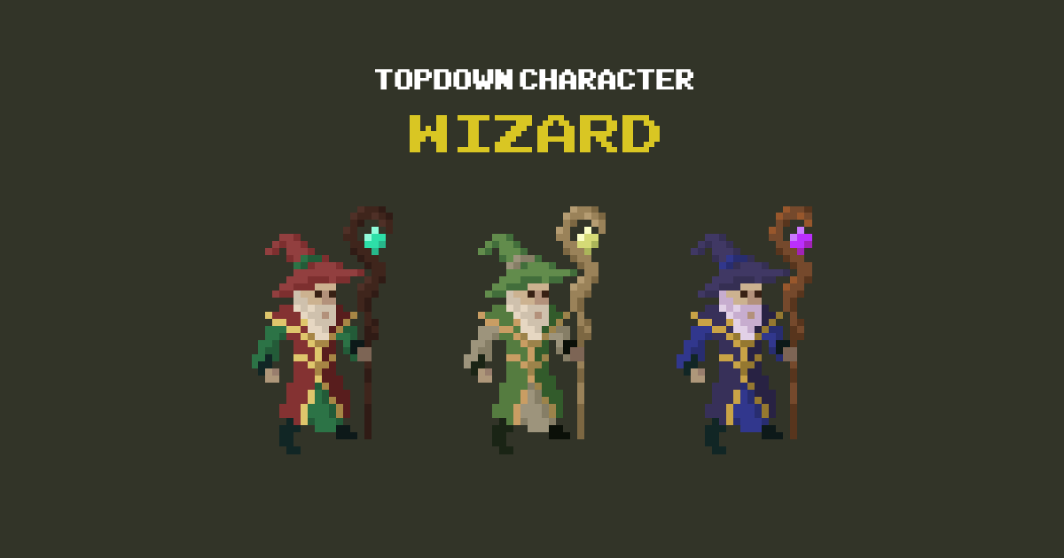 Wizard - Top Down Pixel Art Character Assets | 2D Characters | Unity ...