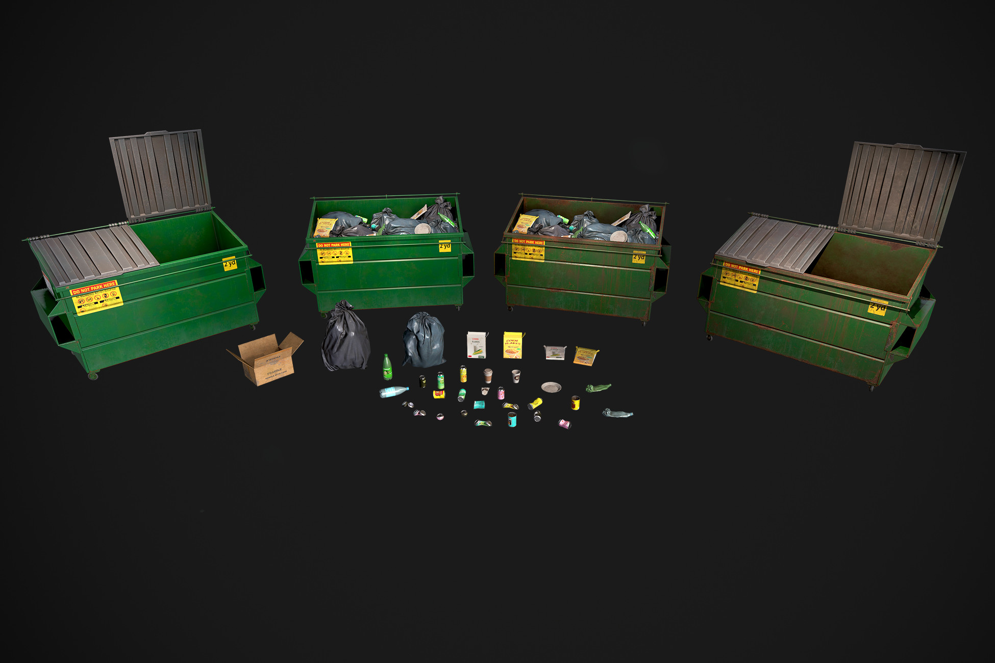 Garbage Dumpster With Trash | 3D Props | Unity Asset Store