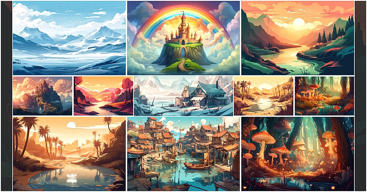 Background Design For Unity BACKGROUND - Stylized Landscape 1 | 2D Environments | Unity Asset Store