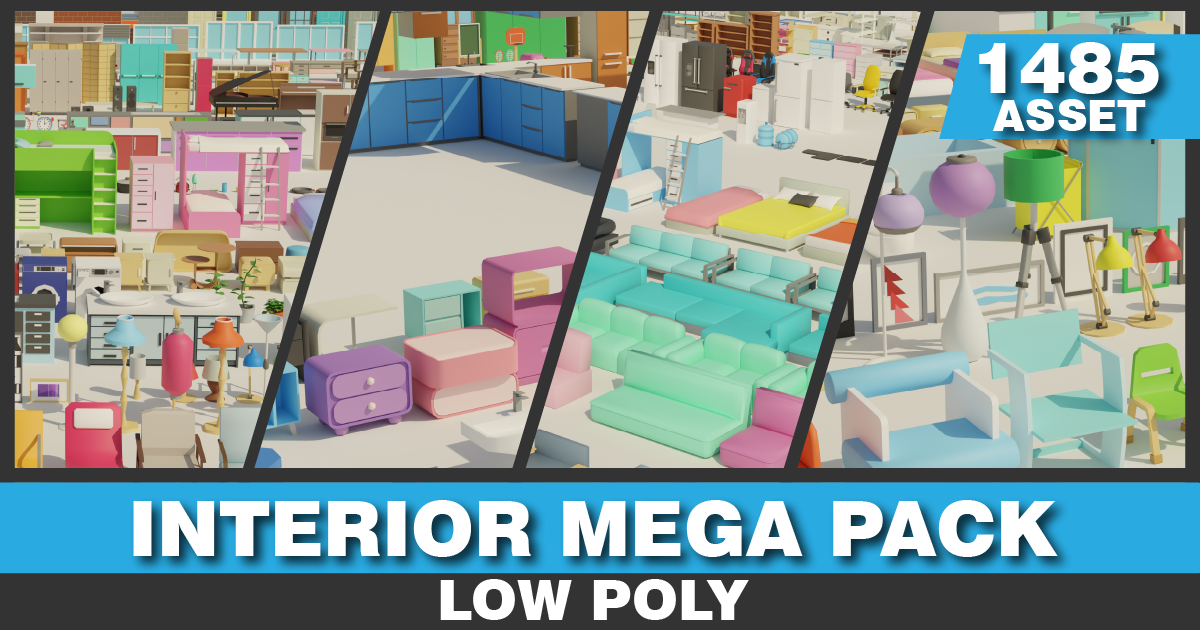 Unity Module Interior INTERIOR MEGA PACK - LOW POLY (1485 Asset) | 3D Interior | Unity Asset ...