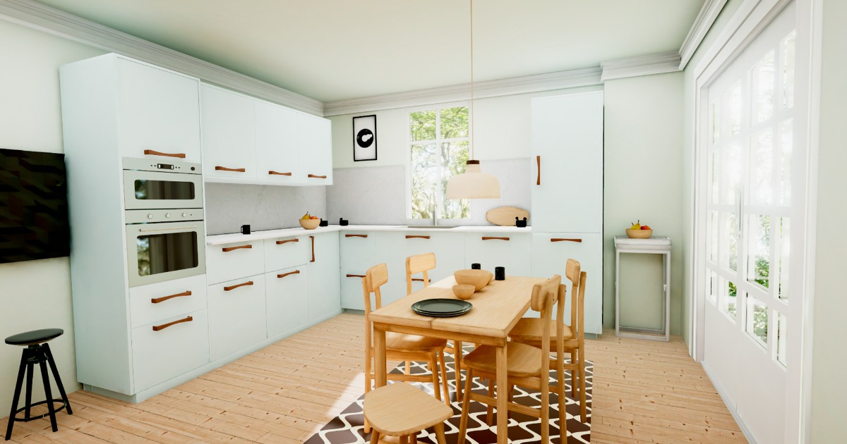 A peaceful and serene kitchen | 3D Interior | Unity Asset Store