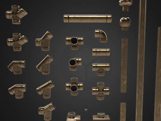 PBR Modular Rail Handrail | 3D Industrial | Unity Asset Store