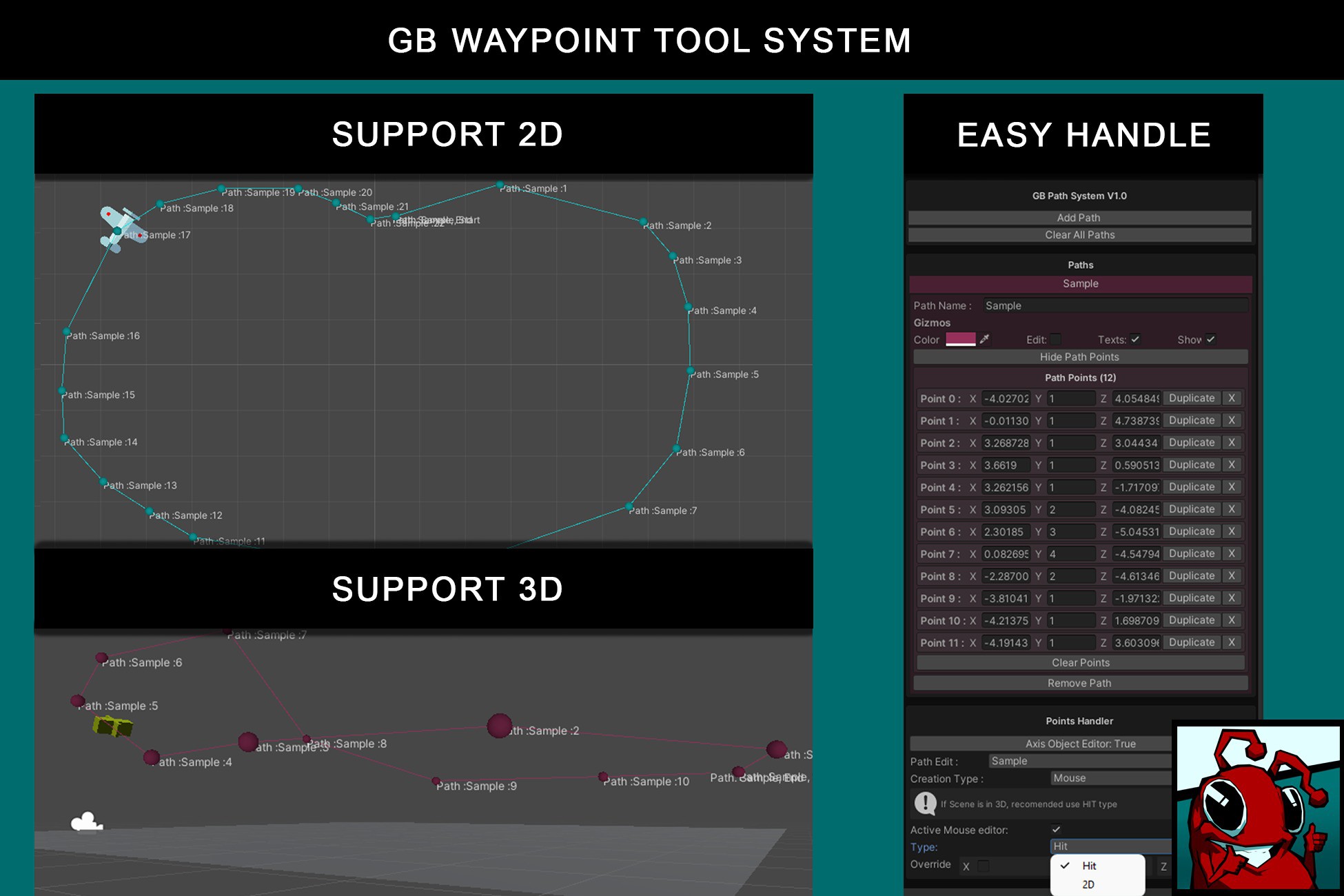 Easy Waypoint System (SceneGUI Editor)+ SimpleAI (3D & 2D) | Behavior ...