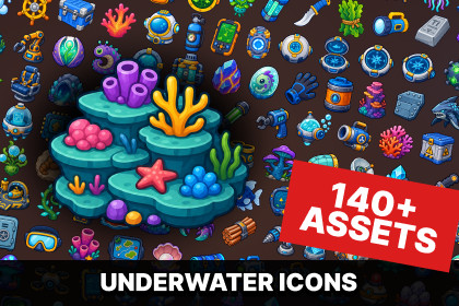Underwater Sci-Fi Ocean Exploration Submarine Deep Sea Icons Pack