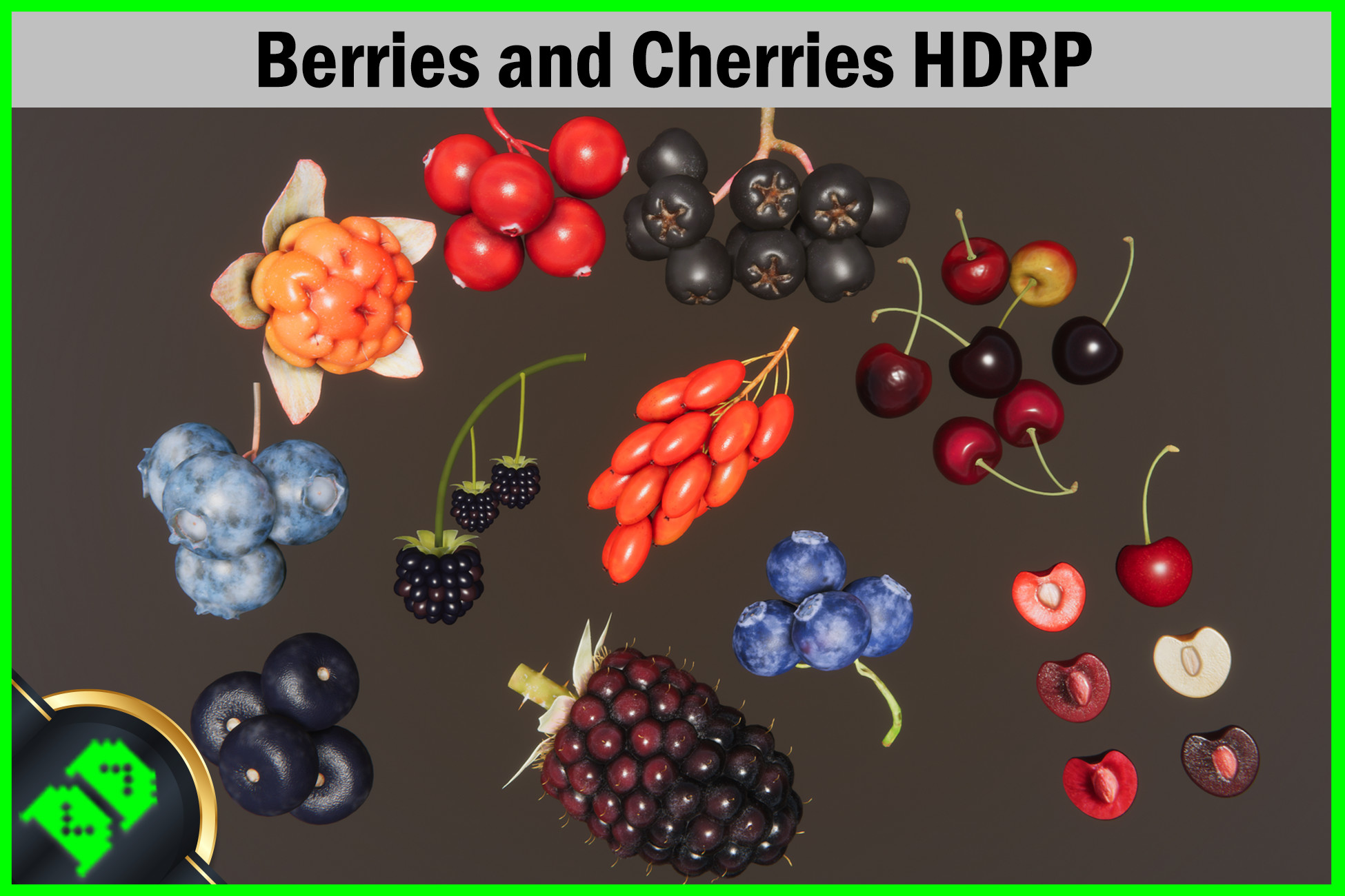 Berries and Cherries HDRP 3D Food Unity Asset Store