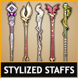 Stylized Wizard Staffs - Fantasy RPG Weapons Pack