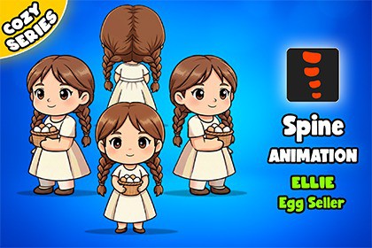 Ellie Egg Seller 2D Animated Spine Character (Cozy Series)