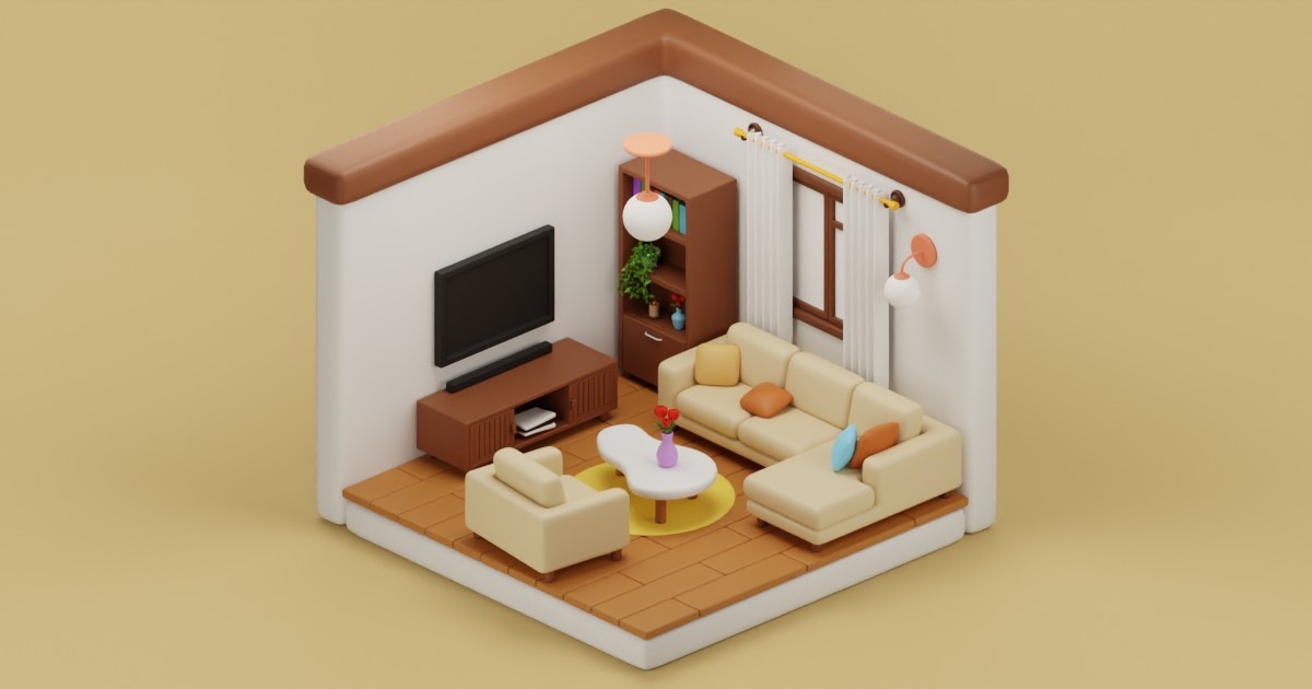 Cozy Living Room Interior Props & Modular Parts | 3D Props | Unity ...