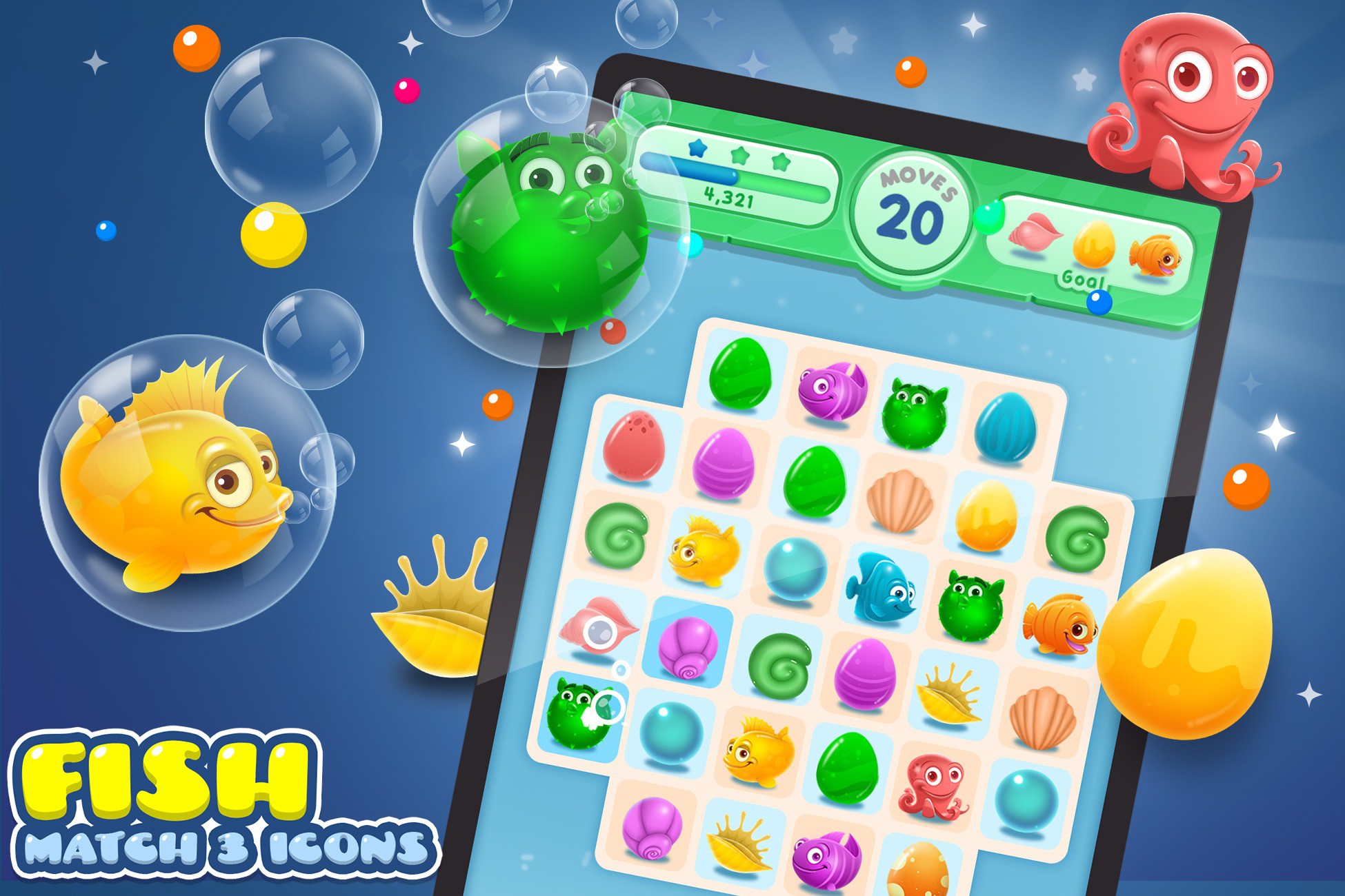 Match 3 Icons - Fish | 2D Icons | Unity Asset Store