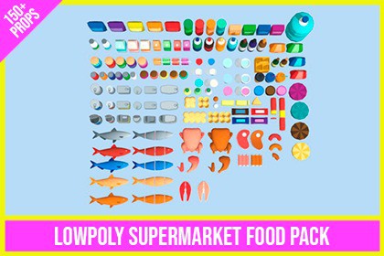 Low Poly Supermarket Food Pack (150+ Props)