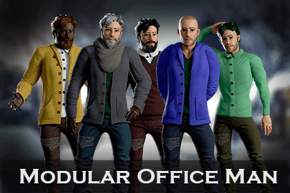 Office Winter Man – Modular Game Character