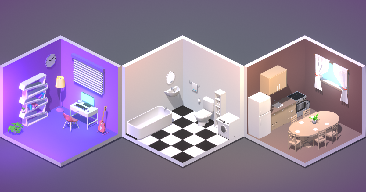 Low Poly Furniture Assets 3D Interior Unity Asset Store