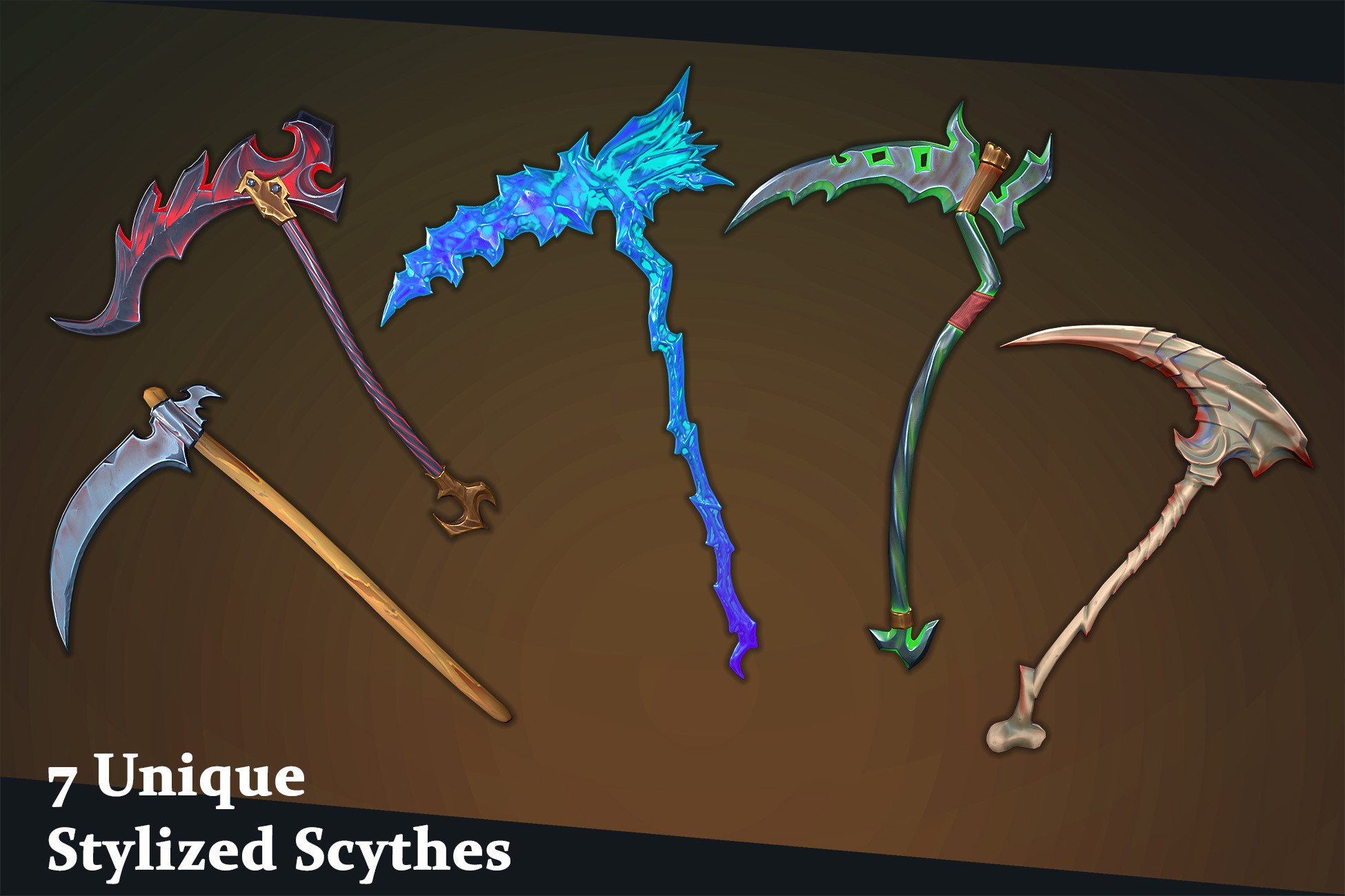7 Stylized Scythes | 3D Weapons | Unity Asset Store