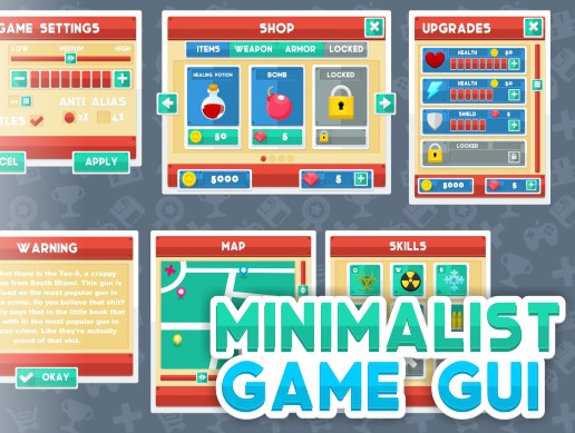 Minimalist Game GUI | 2D Icons | Unity Asset Store