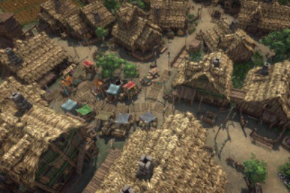 Stylized fantasy pagan village
