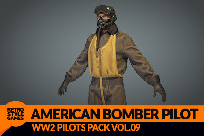 USAAF Bomber Pilot - Rigged Low Poly WW2 Character 3D Model