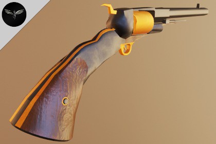 3D Steampunk Themed Pistol - Low Poly