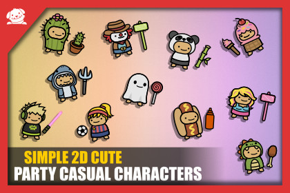 Simple 2D Cute Party Casual Characters