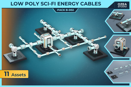 Low Poly Sci-Fi Energy Cables Pack B-002
