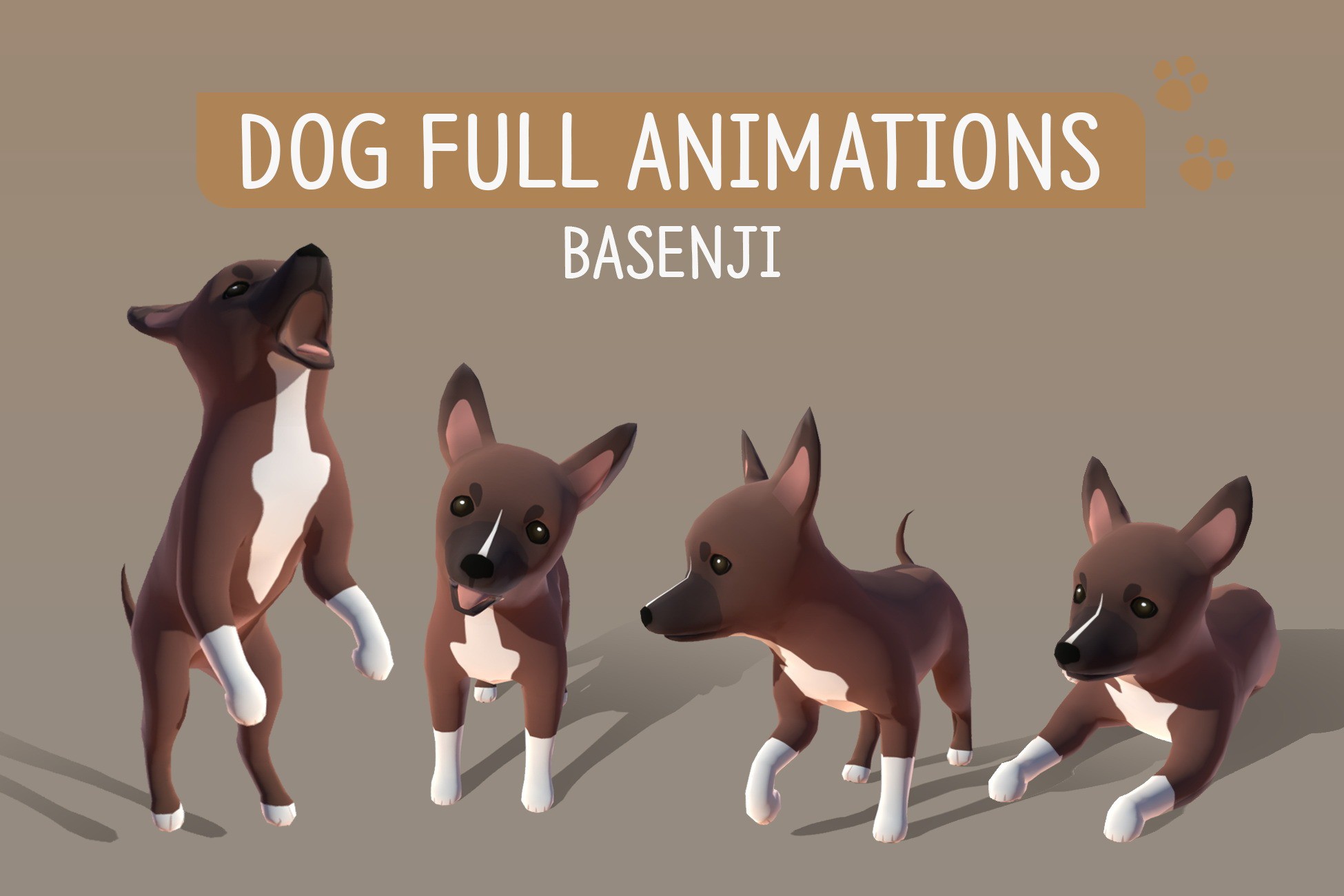 Unity Chain Dog DOG Full Animations - Basenji | 3D Animations | Unity Asset Store