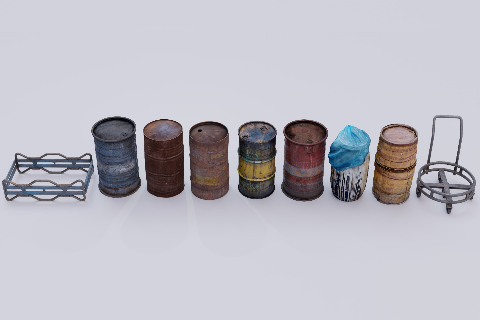 Barrels Drums Racks Volume one: photogrammetry custom LODs