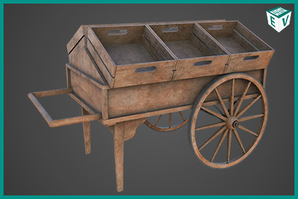 Wooden Cart 07 URP HDRP Textures