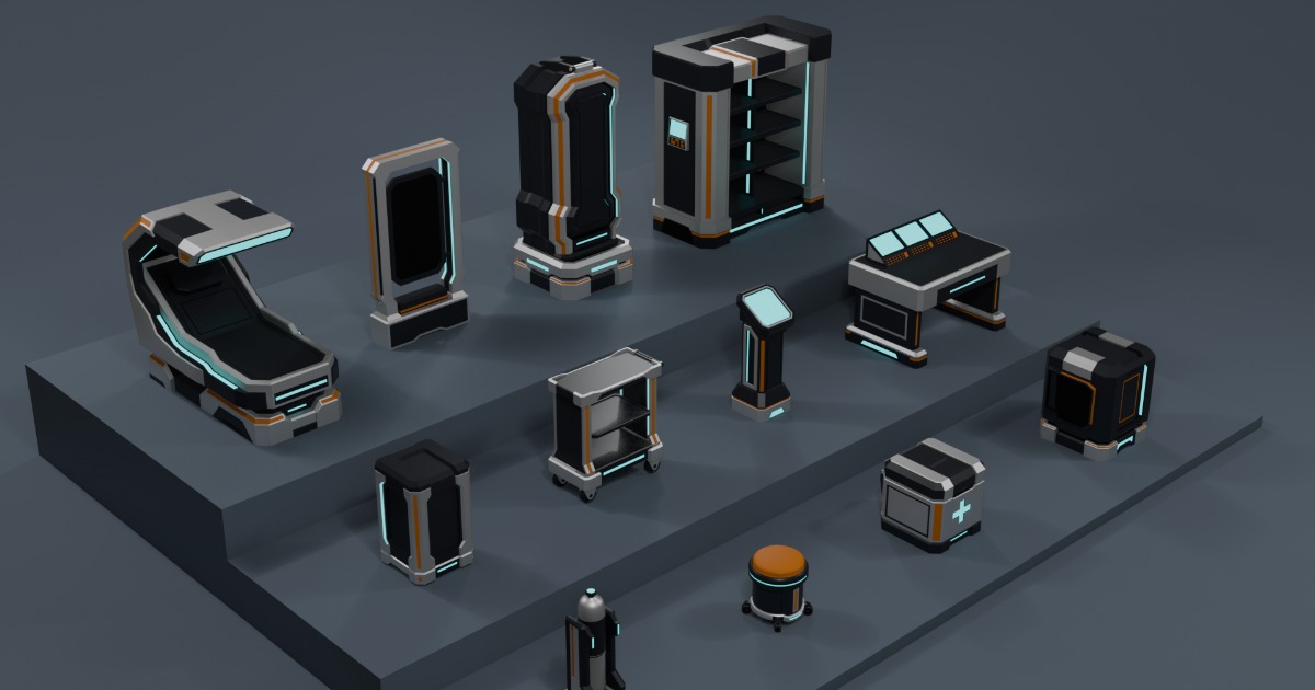Low Poly Sci-Fi Medlab Pack E-001 | 3D Props | Unity Asset Store