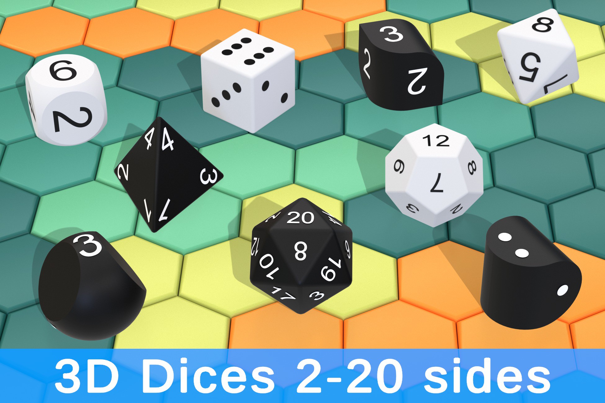 Texture Dice Unity 3D Dice Pack (D2–D20) | 3D Props | Unity Asset Store