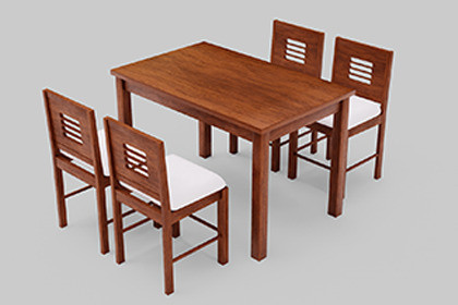 Wooden Dining Table Set with 4 Cushioned Chairs